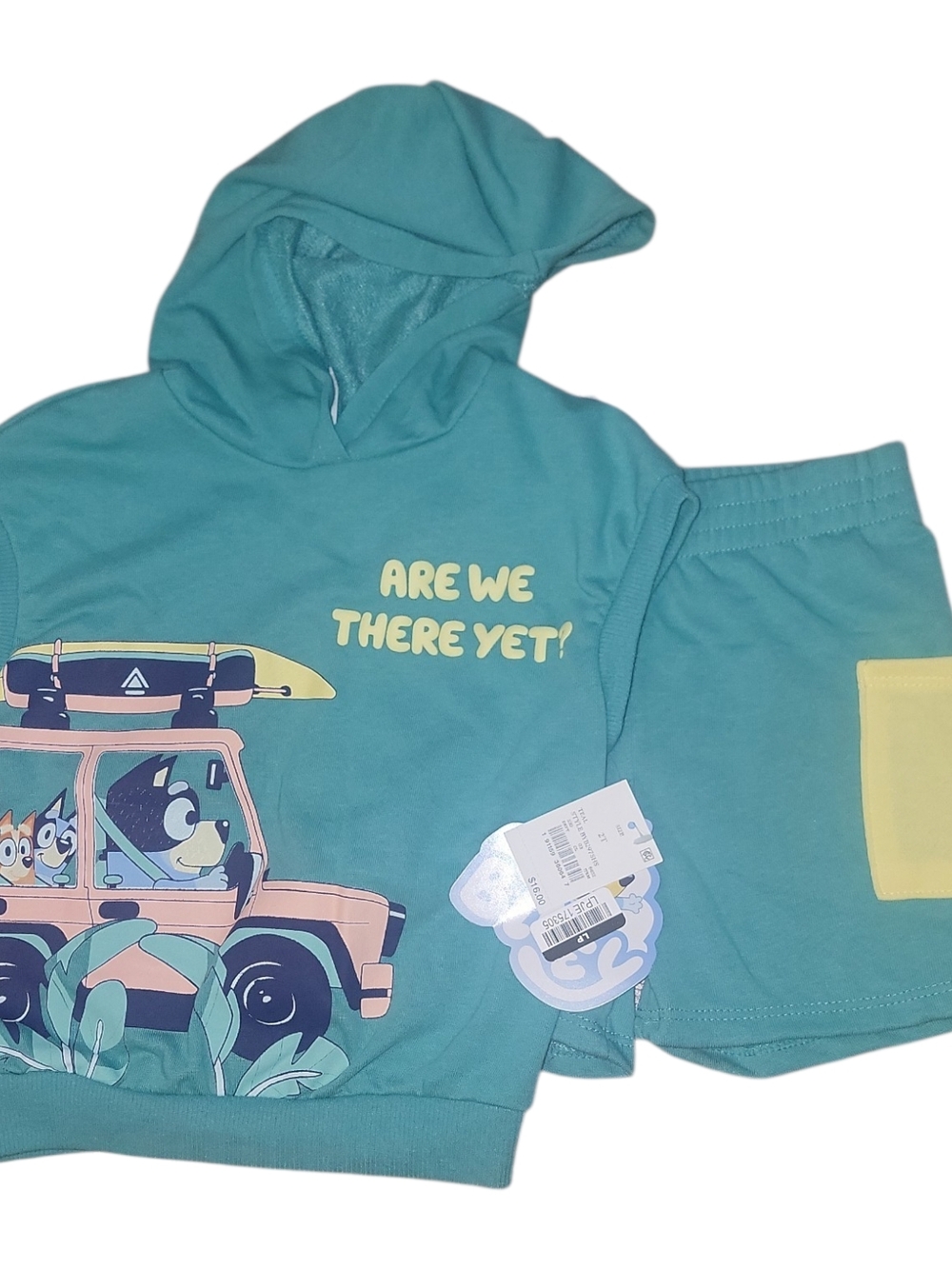 Kids Teal Hoodie & Shorts Set - 'Are We There Yet?'